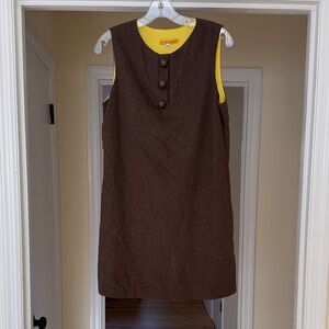 Alice + Olivia Brown Wool Shift Dress.